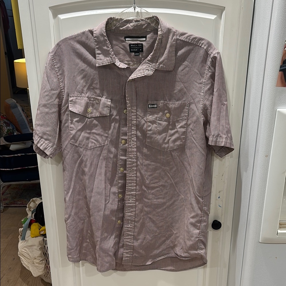 RVCA Men's Striped blue and red button down Shirt medium